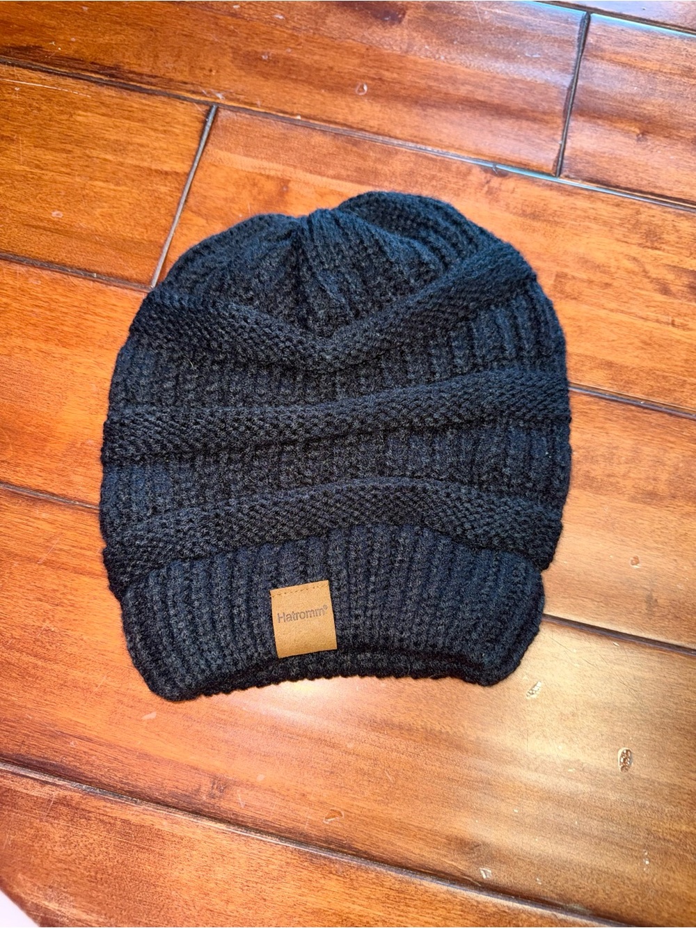NWOT- HATROMM Black Slouchy Oversized Knot Beanie Hat | One Size